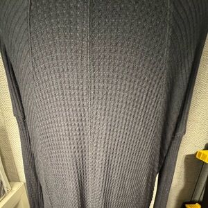 Free People Black Textured Midi Dress no size listed